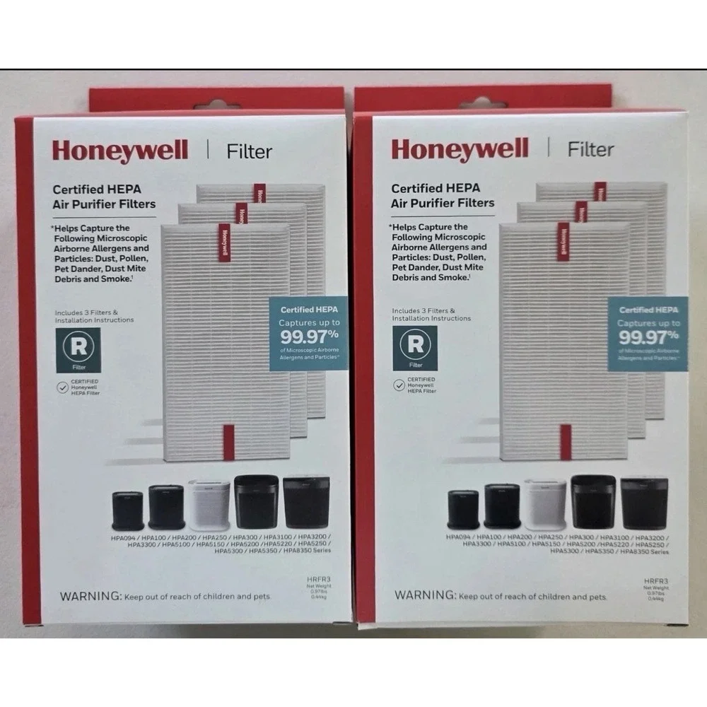 2 Boxes Of 3 Packs Honeywell HEPA Air Purifier R Filter HRFR3 New And Sealed